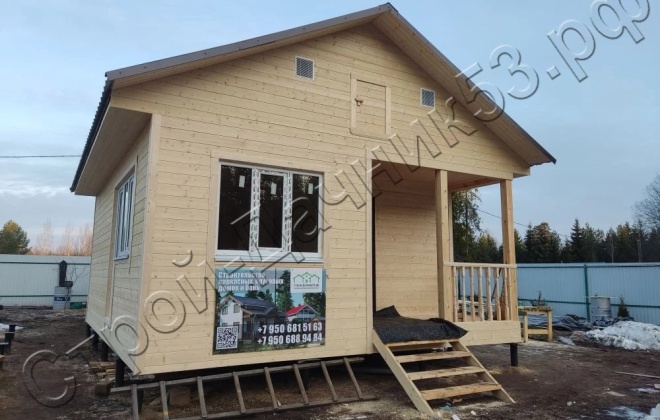 1 Каркасный дом Д-25, 7x6м, 42 М², Ленинградская область, Тихвинский район, деревня Красава (2)